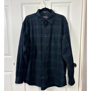 Pendleton Men's Virgin Wool Black Watch Tartan Black Green Plaid Shirt Size XL